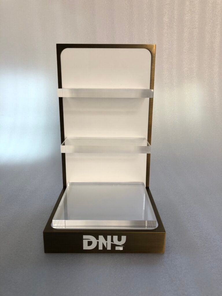 Custom LED Lighted Acrylic Eyewear Display Stand with Metal Frame