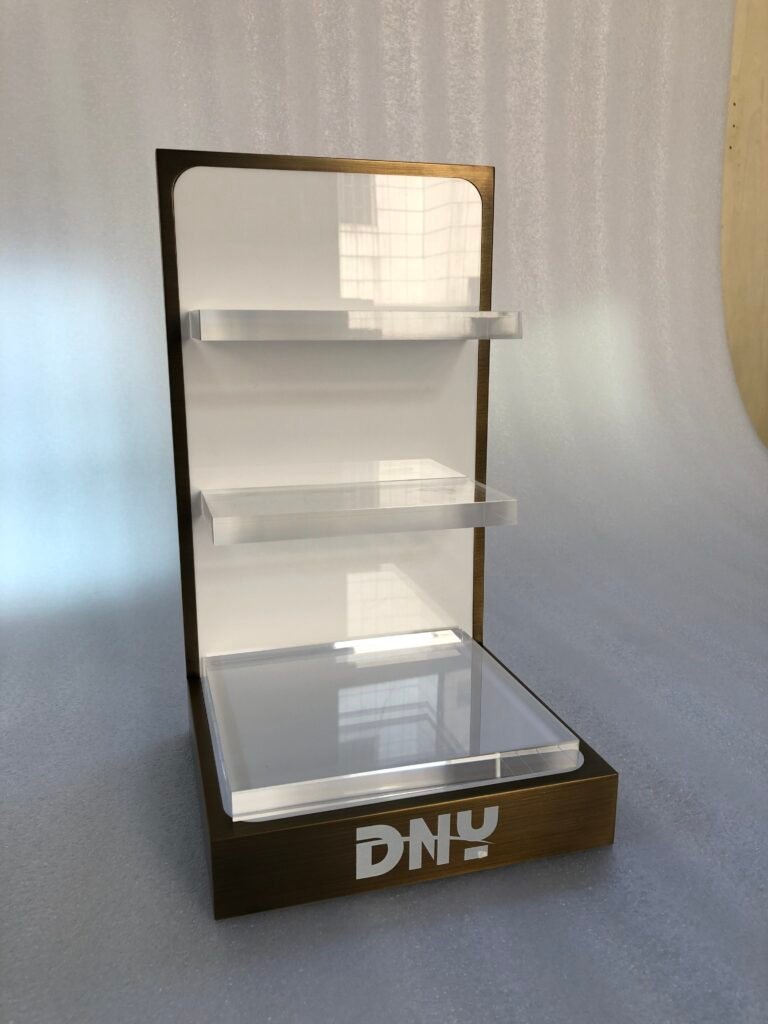 Custom LED Lighted Acrylic Eyewear Display Stand with Metal Frame