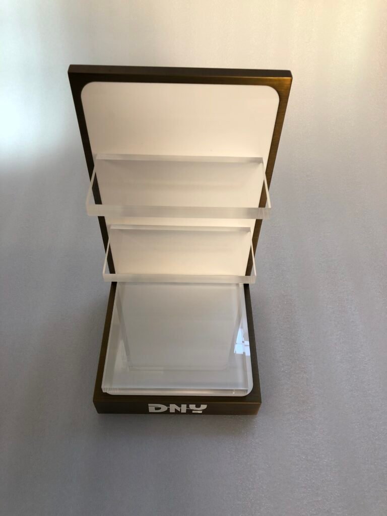 Custom LED Lighted Acrylic Eyewear Display Stand with Metal Frame