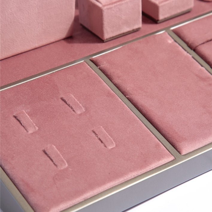 Pink Velvet Jewelry Display Set with Custom Logo