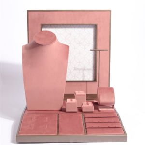 Pink Velvet Jewelry Display Set with Custom Logo