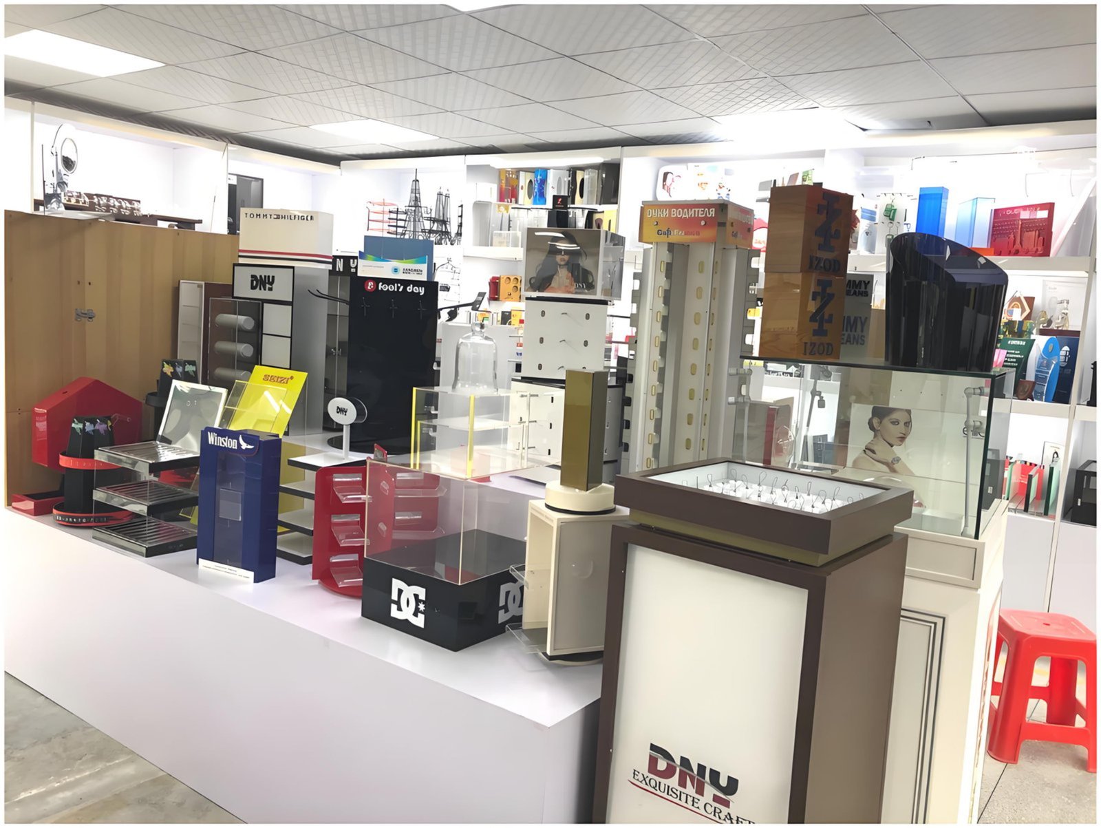DNY Display showroom cosmetics display area
