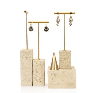 Custom Natural Stone & Travertine Jewelry Display Stand