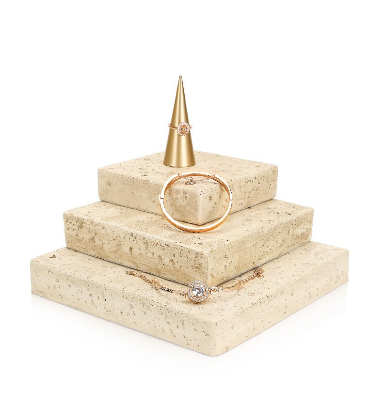 Custom Natural Stone & Travertine Jewelry Display Stand