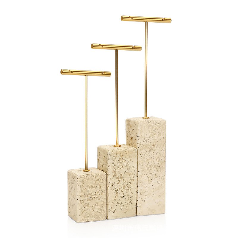 Custom Natural Stone & Travertine Jewelry Display Stand
