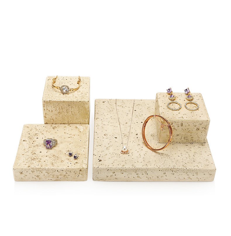 Custom Natural Stone & Travertine Jewelry Display Stand