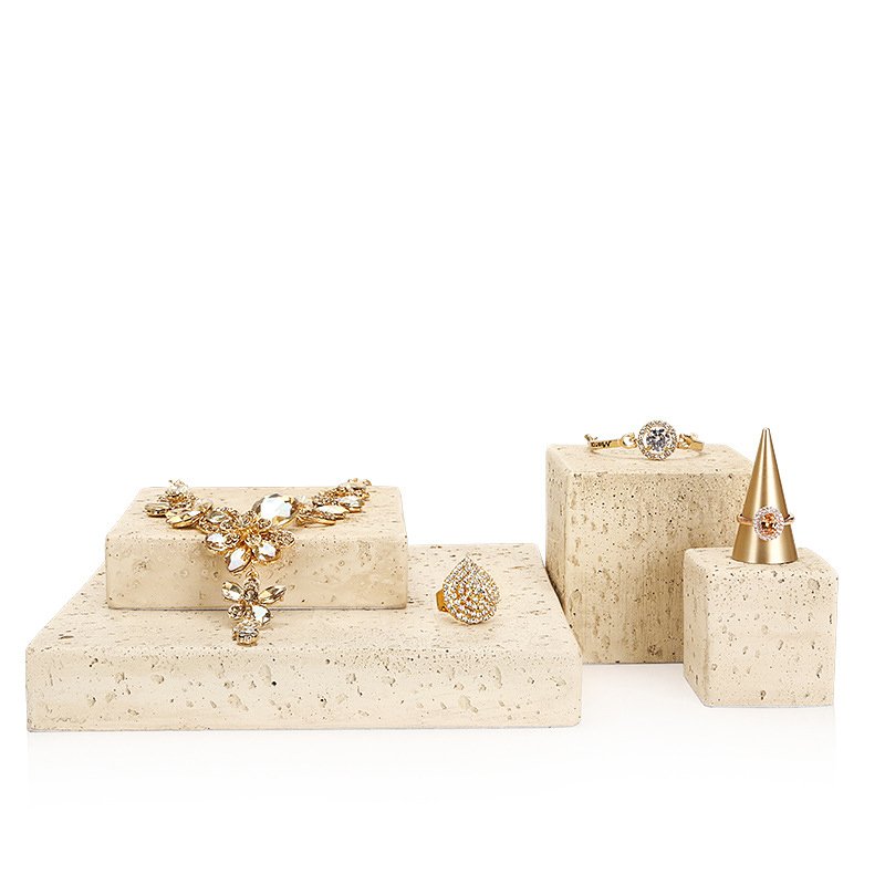 Custom Natural Stone & Travertine Jewelry Display Stand