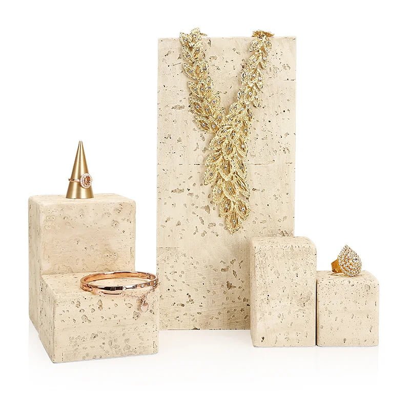 Custom Natural Stone & Travertine Jewelry Display Stand