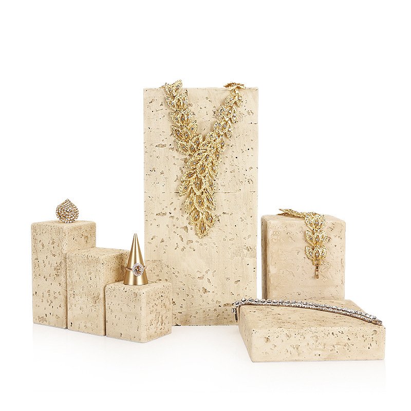 Custom Natural Stone & Travertine Jewelry Display Stand