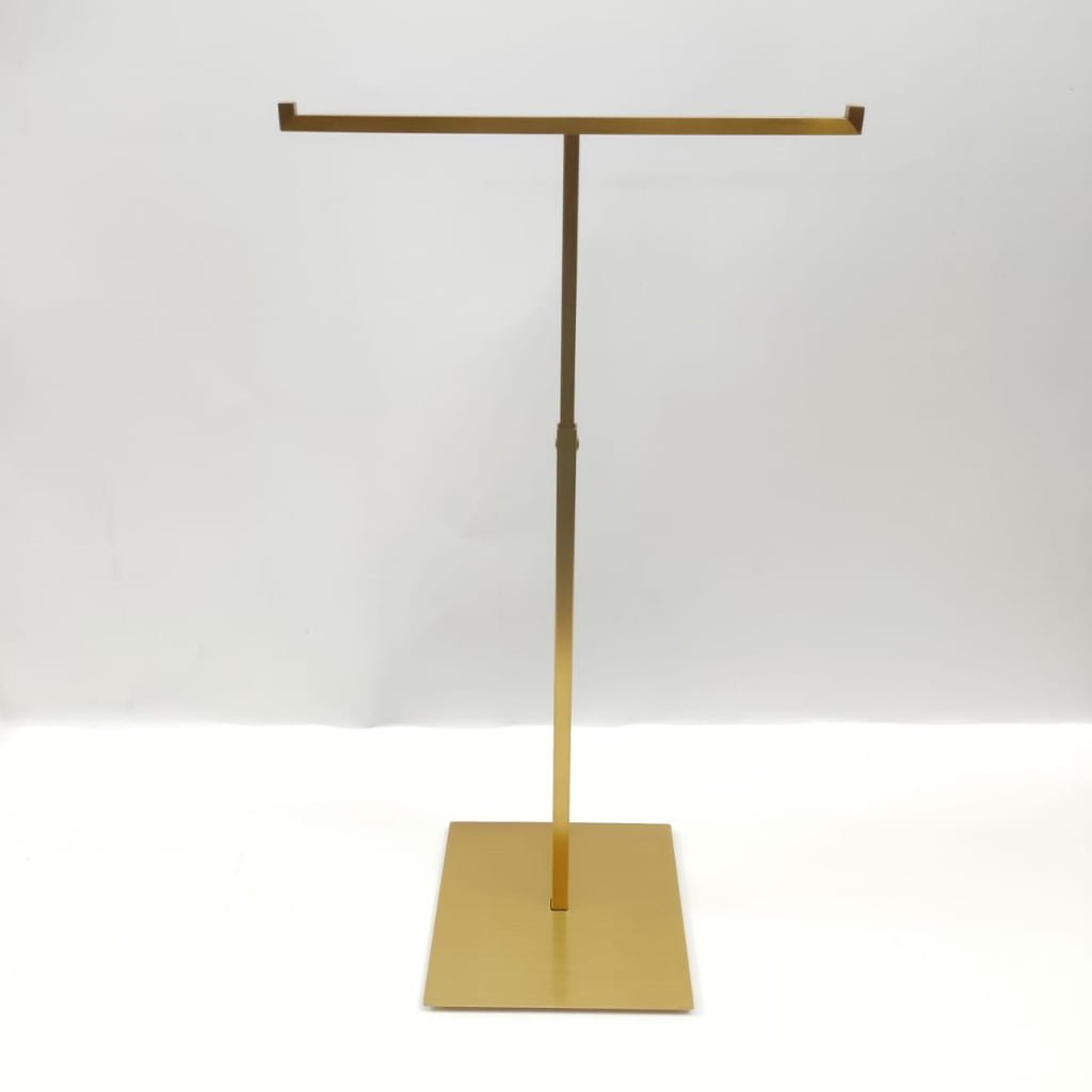 Adjustable Brushed Champagne Gold Stainless Steel Bag Display Stand