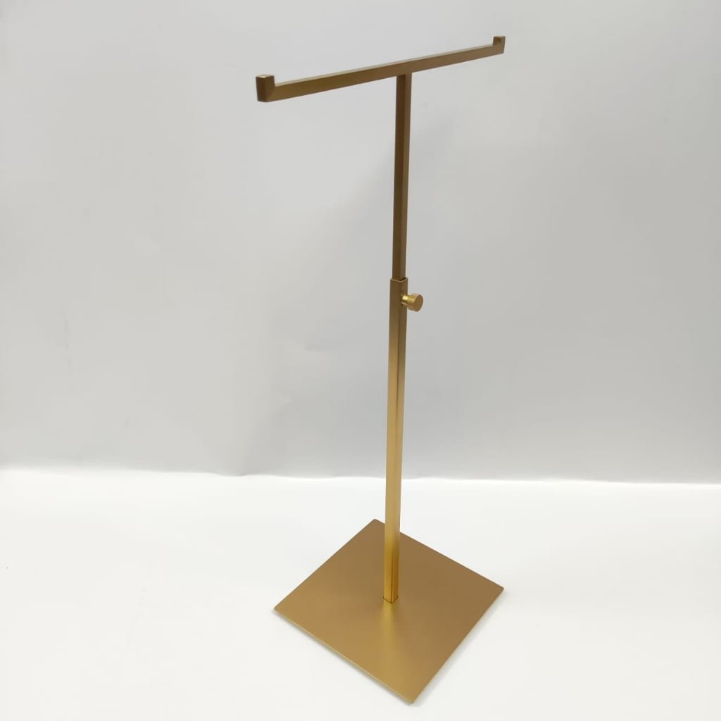 Adjustable Brushed Champagne Gold Stainless Steel Bag Display Stand