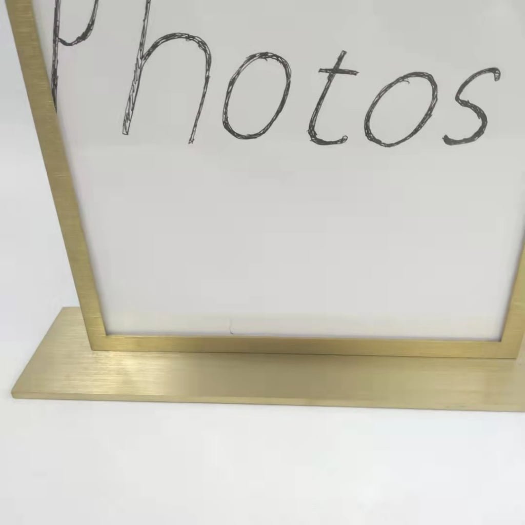 Top-Loading Brushed Brass Tabletop Sign Holder