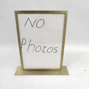 Top-Loading Brushed Brass Tabletop Sign Holder