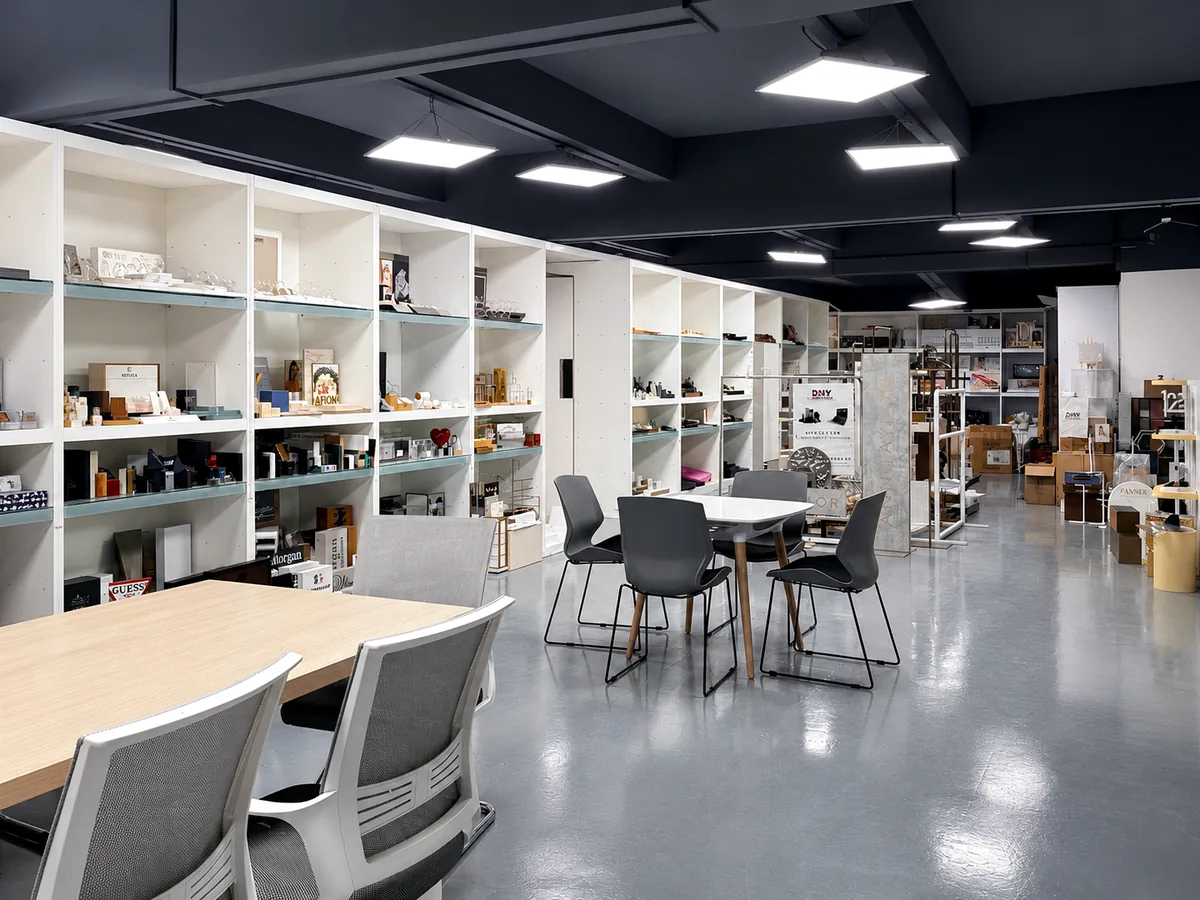 DNY sample room with custom display props, retail display fixtures and premium product packaging samples