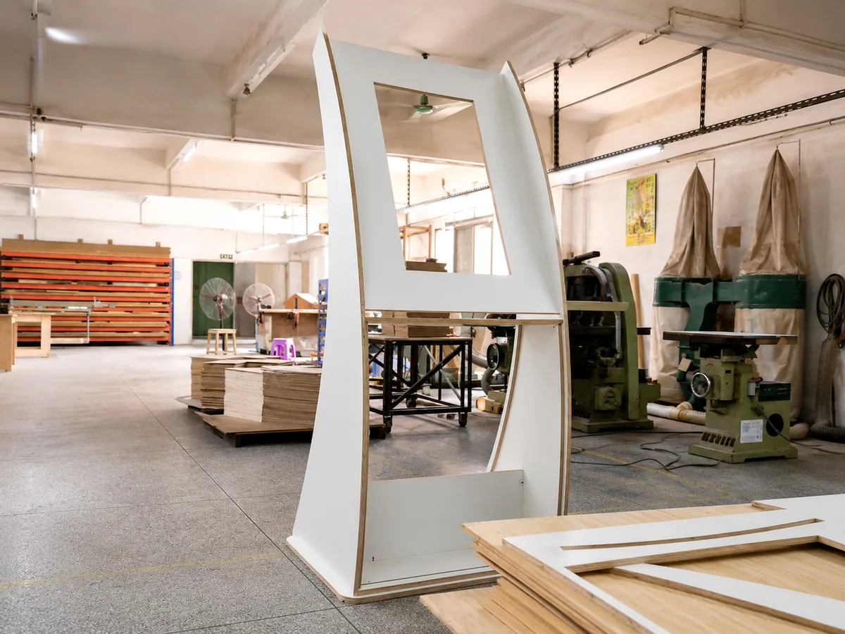 Wood workshop for custom display production