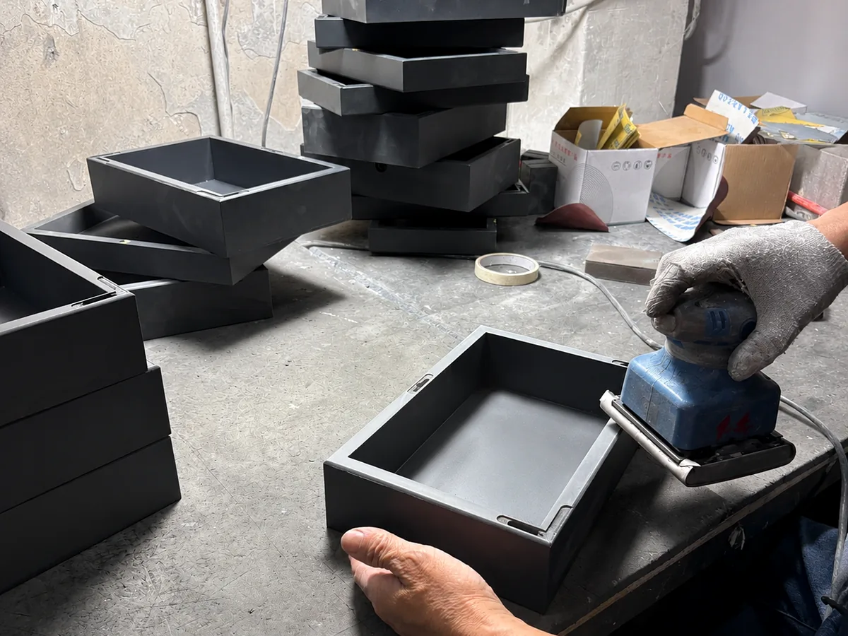 DNY wood polishing and assembly process for custom display products