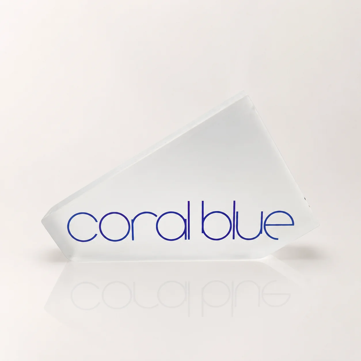 Custom-shaped acrylic logo sign with silk-screen printed graphics