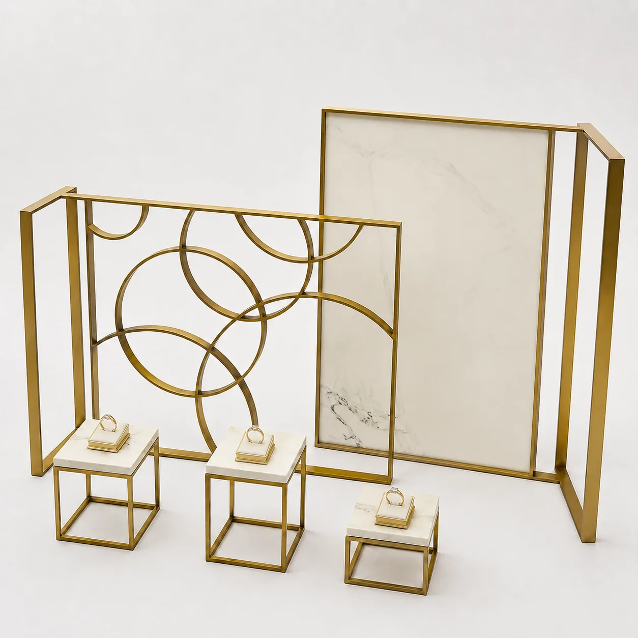 Architectural metal jewelry window display set