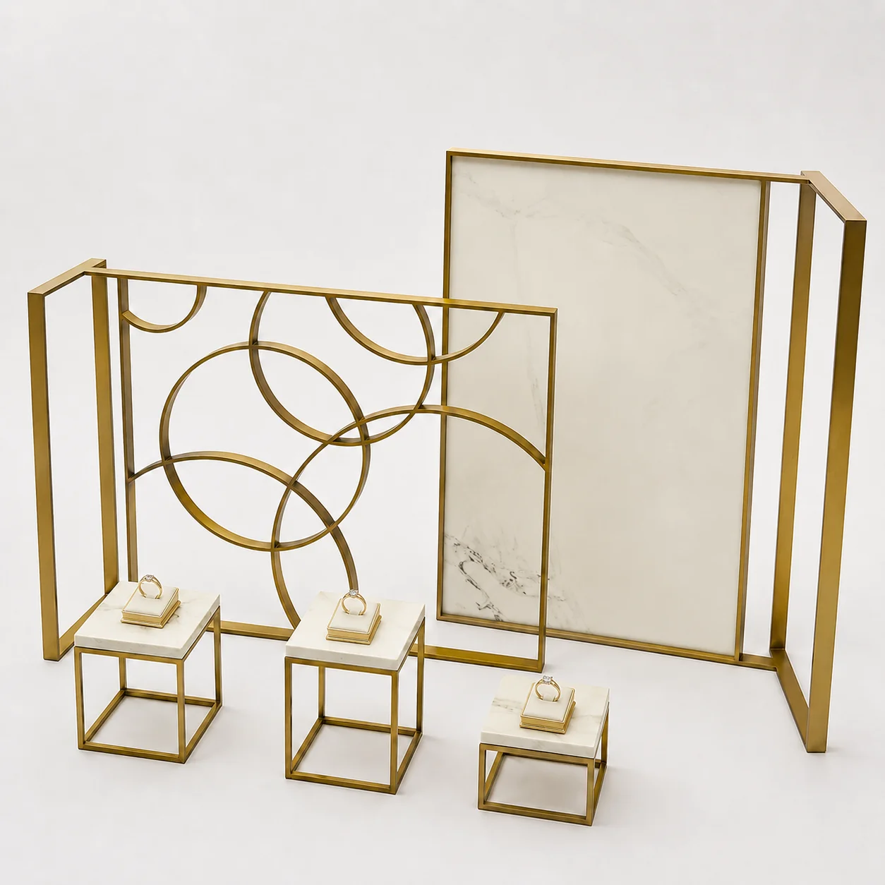 Architectural metal jewelry window display set