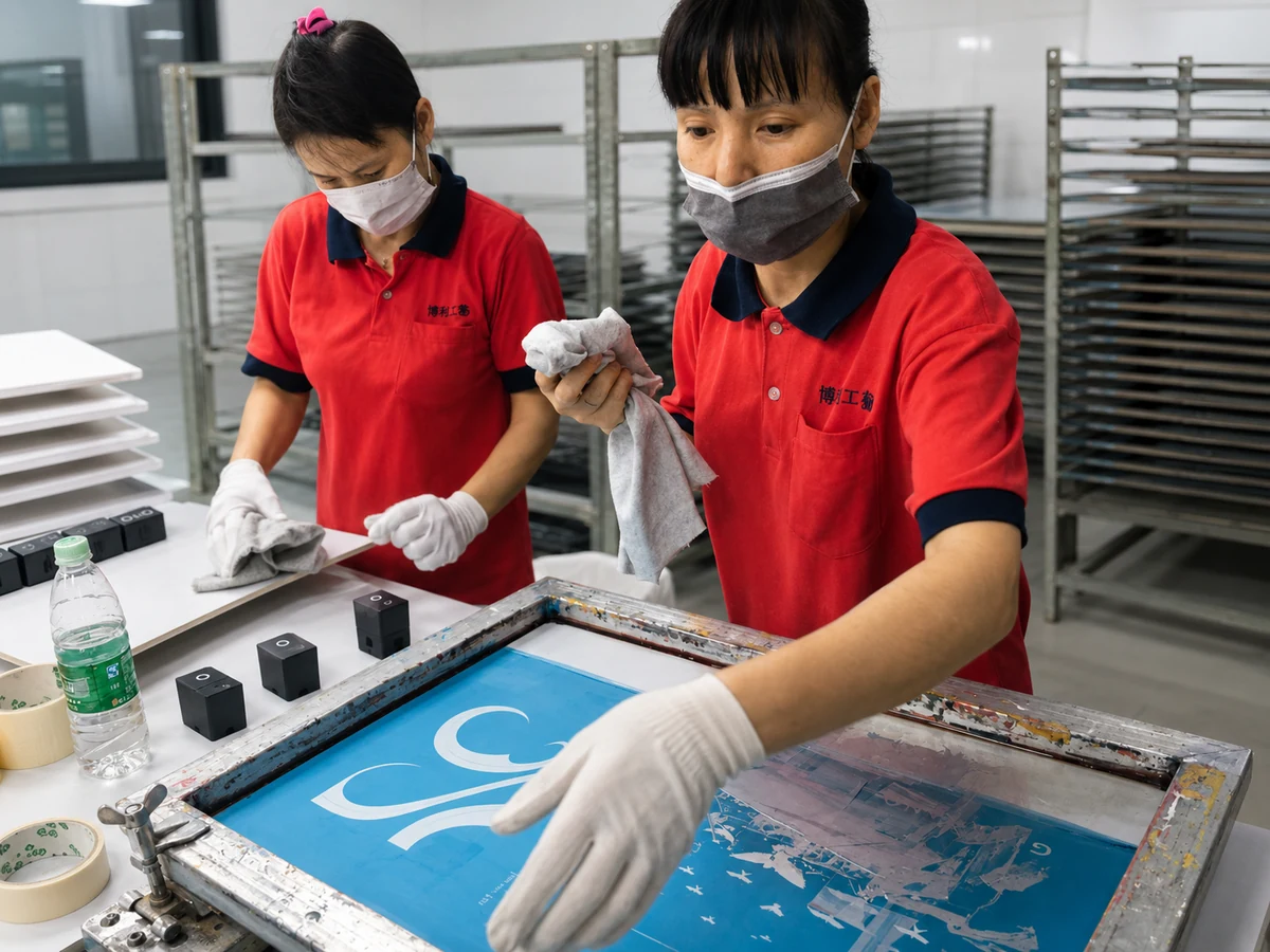 DNY silk screen logo printing process for custom display branding