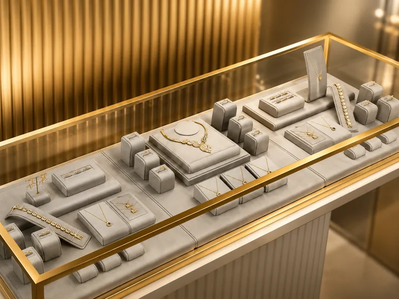 Custom jewelry retail showcase and coordinated display props by DNY DISPLAY