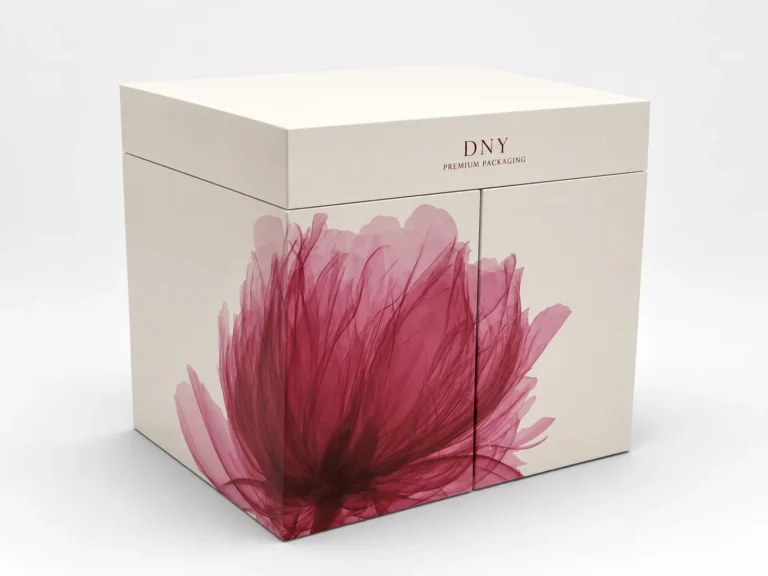 Custom cosmetic presentation box made from high-gloss painted MDF