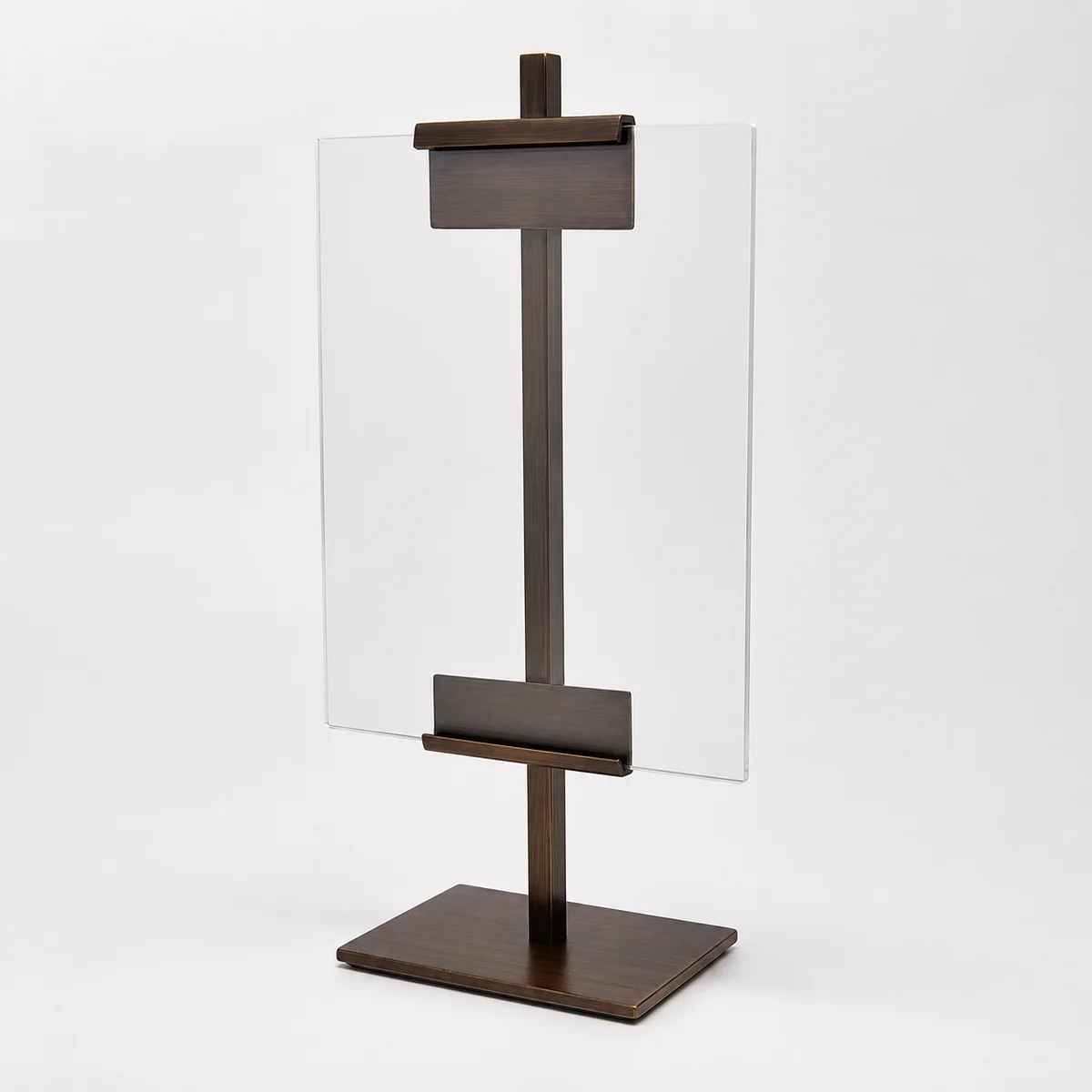 Custom tabletop sign holders with metal and acrylic construction by DNY DISPLAY