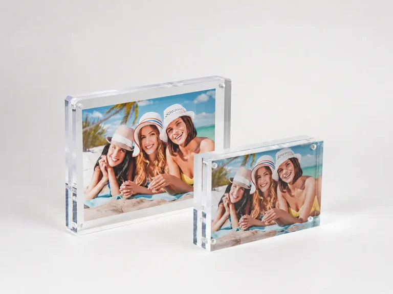 Custom magnetic acrylic photo frames for tabletop displays