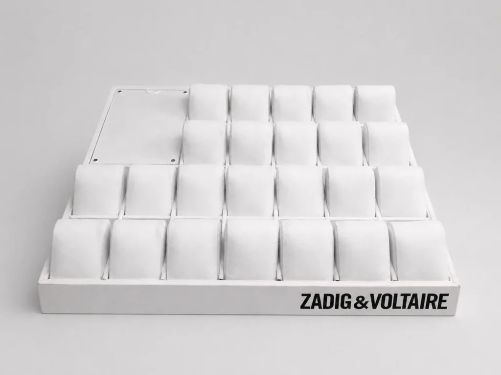 Custom watch display tray with logo and magnetic acrylic panel