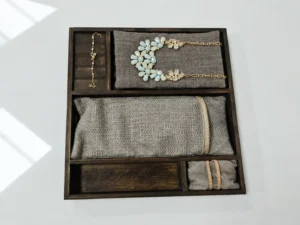 Custom Rustic Solid Wood Jewelry Display Tray with Compartments