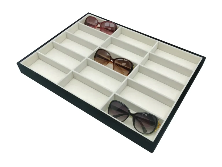 Custom 15-Compartment Velvet Eyewear Display Tray