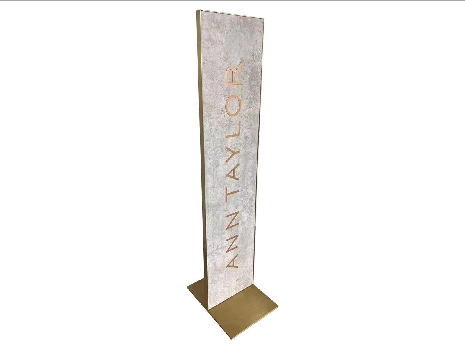 Custom Freestanding Logo Sign with Brushed Champagne Gold Finish