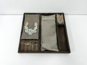 Custom Rustic Solid Wood Jewelry Display Tray with Compartments