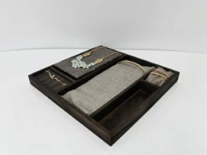 Custom Rustic Solid Wood Jewelry Display Tray with Compartments