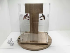 Custom 360° Rotating Eyewear Display Cabinet with Lockable Acrylic Cover