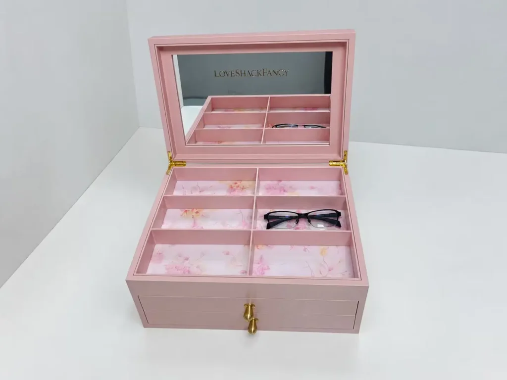 Custom Eyewear Display Storage Box with Mirror and Drawers by DNY DISPLAY