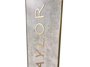 Custom Freestanding Logo Sign with Brushed Champagne Gold Finish