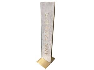 Custom Freestanding Logo Sign with Brushed Champagne Gold Finish